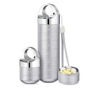 1Pc Compact 7-Day Travel Pill Box, 16x3.5cm Aluminum Alloy Pill Organizer for Supplements, Portable Medicine Case for Wallets, Purses and Backpacks (Silver)