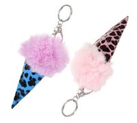 1pc Cone Pendant Ice Cream Plush Keychain Car Key Chain Pom Pom Purse Charms Leopard Weird Key Decor Pompom Keychain Pineapple Fluffy Fur Keychain Pompoms Keychain Resin White
