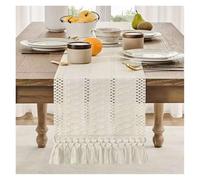 1pc Cotton Linen Table Runner Solid Flag with Tassels for Wedding Home Dining Coffee for Decorations Table Runner with Tassels(Beige,30x91cm)