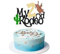 1Pc Cowboy 2nd Birthday Cake Topper Glitter Second Birthday Hat Cowboy Two Cake Decorations for Western Theme Baby Shower Kids Boys 2nd Birthday Party Supplies