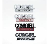 1PC Cowgirl Edition Car Stickers Emblem Cow Girl Metal Badge Bumper Decals for Cars Truck SUV Side or Rear Tailgate Name Plate Sticker (Black White)