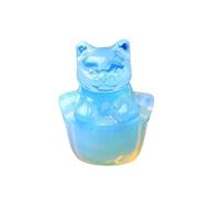 1pc Crystal Carved Cat Pocket Decoration Home Naked Stone Animal Statue Gift(2)