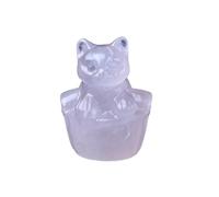 1pc Crystal Carved Cat Pocket Decoration Home Naked Stone Animal Statue Gift(4)