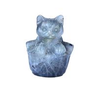 1pc Crystal Carved Cat Pocket Decoration Home Naked Stone Animal Statue Gift(6)