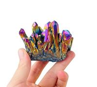 1pc Crystal Cluster Electroplating Colorful Cluster Angel Aura Quartz Rainbow Crystal Ornament (Size : 150-200g)