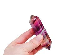 1PC Crystal Watermelon Fluorite Double Point Wand Rainbow Column Home Decoration Ornaments