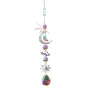 1pc Crystal Wind Chime Moon Sun Catcher Diamond Prisms Pendant Dream Rainbow Hanging Drop Home Garden Decor Windchime for Indoor and Outdoor(Sliver-3)