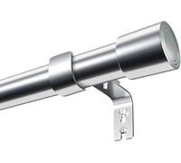 1PC Curtain Pole with Brackets&Cap Finials Extendable Curtain Rods for Windows, Living Room, Bathroom, Bedroom(60-225 cm/24-89 in,Silver)