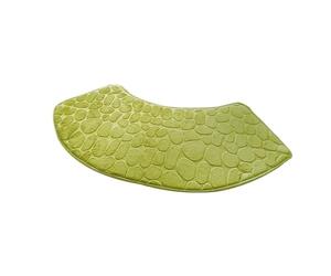 1PC Curved Scalloped Mat Bathroom Floor Absorbent Floor-Mat Toilet Shower Bath Mats for Corner Shower(Green,100x40cm)