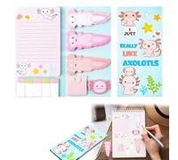 1Pc Cute Axolotl Sticky Notes Strong Stickiness Cute Cartoon Pastel Memo Set Soft Mexican Walking Fish Sticky Notes Apply to Stationary Bookmark Stickers Study Plans Quick Notes