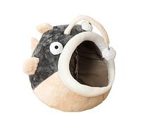 1PC Cute Ca-t Beds For Indoor Cats Dogs, Comfortable Ca-t Cave House For Lanternfish Shape Pet Tent,Small Dog Warm Bed House Washable Puppy Tent Bed, Kitten Cave Removable Cushion