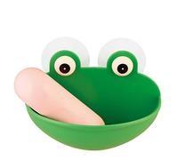 1PC Cute Frog Soap Dish Holder Silicone Portable Soap Dish Wall Suction Sponge Soap Drain Rack Bathroom Organizer Kit For Shower,Kitchen