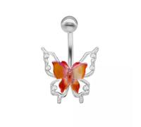 1Pc CZ Gem Belly Ring Butterfly Navel Piercing Pierced Naval Body Jewelry-Red