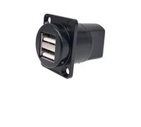 1PC D Type Metal Double-Row USB Socket Female to Female USB 2.0 3.0 Connector Panel Mounting Black(USB-2.0)