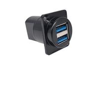 1PC D Type Metal Double-Row USB Socket Female to Female USB 2.0 3.0 Connector Panel Mounting Black(USB-3.0)