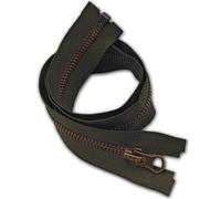 1pc Dark Olive Green Metal Zip 85cm Size #5| Heavy-Duty Open-End Zipper 33.5” Long | Antique Brass Teeth One-Way, Single Slider | for Jacket Repairs, Denim, Leather, Bags, DIY Sewing Projects
