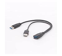 1pc dark USB 3.0 Female To Dual USB Male With Extra Power Data Y Extension Cable Compatible With 2.5"Mobile Hard Disk