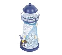 1pc Decorative Lights Coastal Table Lamp Office Desk Decorations Lighthouse Desk Topper Mediterranean Candleholder Coastal Home Decoration Led Light Tower Plastic Iron Sheet