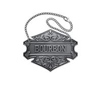 1PC Decorative Liquor Decanter Tag, 2.6 x 2 inches, Antique Silver, Bourbon Bottle Label with Adjustable Chain