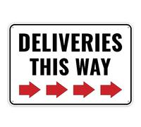 1PC Deliveries This Way Sign Right Arrow, 12 x 8 Inches - Aluminum - Packages Delivery Here Sign - Delivery Driver Instructions