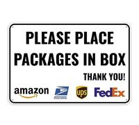 1PC Delivery Sign For Packages - Please Place Packages In Box, 12 x 8 Inches - Aluminum - Delivery Instructions for My Packages Orders from Amazon, UPS, FedEx, USPS