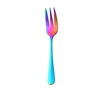 1Pc Dessert Pastry Fork Multicolor Rainbow Stainless Steel Cake Fruits Salad Appetizer Notched Small Fork for Clear Forks and