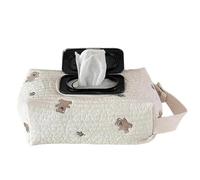 1PC Diaper and Wipes Pouch Portable Embroidered Bear Diaper Pouch Reusable Wipes Container with Hanging Hanlde for Car Home Travel