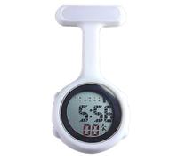1Pc Digital Display Dial Clip-On Fob Nurse Brooch Pin Hang Pocket Electric Watch BoSaiD White