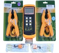 1PC Digital Thermometer 2-Way K-Type Temperature Probe, Dual Channel K-Type Digital Thermocouple Thermometer 6802 II, 2 Pipe Clamp