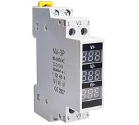 1pc Din Rail Voltage Meter AC 80-500V Single Three Phase Modular Voltmeter Indicator LED Digital Display Detector NV-1P NV-3P(NV-3P)