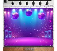 1Pc Disco Party Theme Backdrop with Glitter Speakers and Mirror Balls for Photography