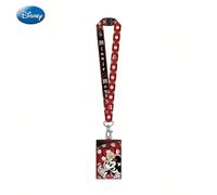 1pc Disney Minnie Mouse Lanyard Card Holder Officially Licensed Red Polka Dot Denim Toon Themed Movies Anime Peripheral Character ID Case Accessory Gift