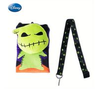 1pc Disney The Nightmare Before Christmas Oogie Boogie Plush Card Holder with Lanyard Officially Licensed Skellington Halloween Town Cosplay Props Movies Anime Peripheral Skull Pattern Halloween Theme