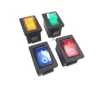 1pc DIY Locking KCD1 Red Blue Yellow Green Button On-Off 3Pin DPST Boat Car Rocker Switch 6A/10A 250V/125VAC Push Button Switch(Green)