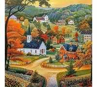 1pc DIY Paint by Number Kit Autumn Town Frameless Canvas Wall Art Gift