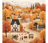 1pc DIY Paint by Number Kit Autumn Town Frameless Canvas Wall Art Gift