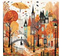 1pc DIY Paint by Number Kit Autumn Town Frameless Canvas Wall Art Gift