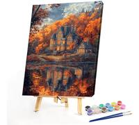 1pc DIY Paint by Number Kit Fall Castle Frameless Canvas Wall Art Gift