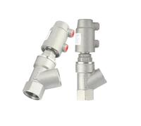1pc DN10 DN15 3/8" 1/2" BSPT Female Pneumatic Air Y Shape Filling Machine Angle Valve 304 Stainless Steel(Type-B DN15 90C)