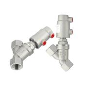 1pc DN10 DN15 3/8" 1/2" BSPT Female Pneumatic Air Y Shape Filling Machine Angle Valve 304 Stainless Steel(Type-A DN10 90C)
