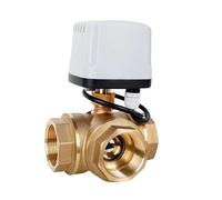 1PC DN15 DN20 DN25 DN50 3 Ways Waterproof Motorized Ball Valve 3-Wire 2 Control Brass Electric Ball Valve Big Torque Metal Motor(DN20,24VDC)