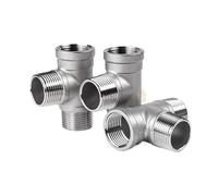 1pc DN6/DN8/DN15/DN25 Male+Male+Female Threaded 3 Way Tee T Pipe Fitting 1/4" 1/2" BSPT Threaded 304 Stainless Steel(F to F to M G1.5)
