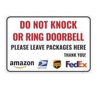 1PC Do Not Knock Or Ring Doorbell Sign 12 x 8 Inches - Aluminum - Please Leave Packages Here Door Bell