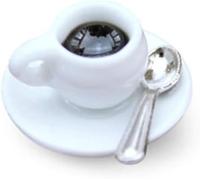 1PC Dollhouse Decoration Accessories, 1:12 Dollhouse Miniature Scene Model Coffee Cup with Spoon Decor Play Toy (14 x 22mm)