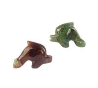 1pc Dolphin Statue Natural Stones Rose Quartz Crystals Carved Animal Figurine Craft Collection Home Decor