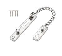 1pc Door Chain Lock Security Guard Spring Anti Theft Press Heavy Duty Polished Latch Screw Accessories for Door(Silvery)