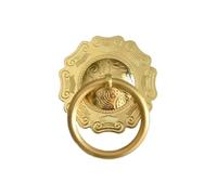 1pc Doorknocker Brass Door Handle Vintage Eengraving Decorative Wooden Handles Knobs Round Ring Knocker Pulls(1)