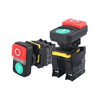 1PC Double Push Button Swith with Light on Off Start Stop Momentary Buttons 22mm Waterproof for Electrical Powerboard Panel Box 10A(NO Base,24V)