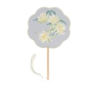 1Pc Double-Sided Embroidered Round Fan Ancient Style Suzhou Hanfu Fan 35cm Length 21cm Diameter for Stage Performance Wedding (A)