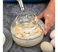 1pc Dough Mixer, Stainless Steel Handheld Bread Whisk,Dough Scraper, Double Hole Quick Mixing Tool ForCooking, Stirring, Egg Beating, Kitchen Gadget BakingTool For Restaurant, Food Truck, Bakery